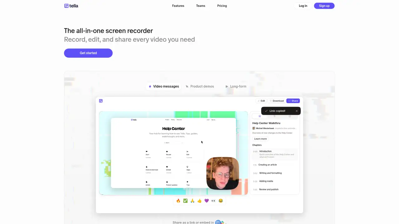 Tella website screenshot