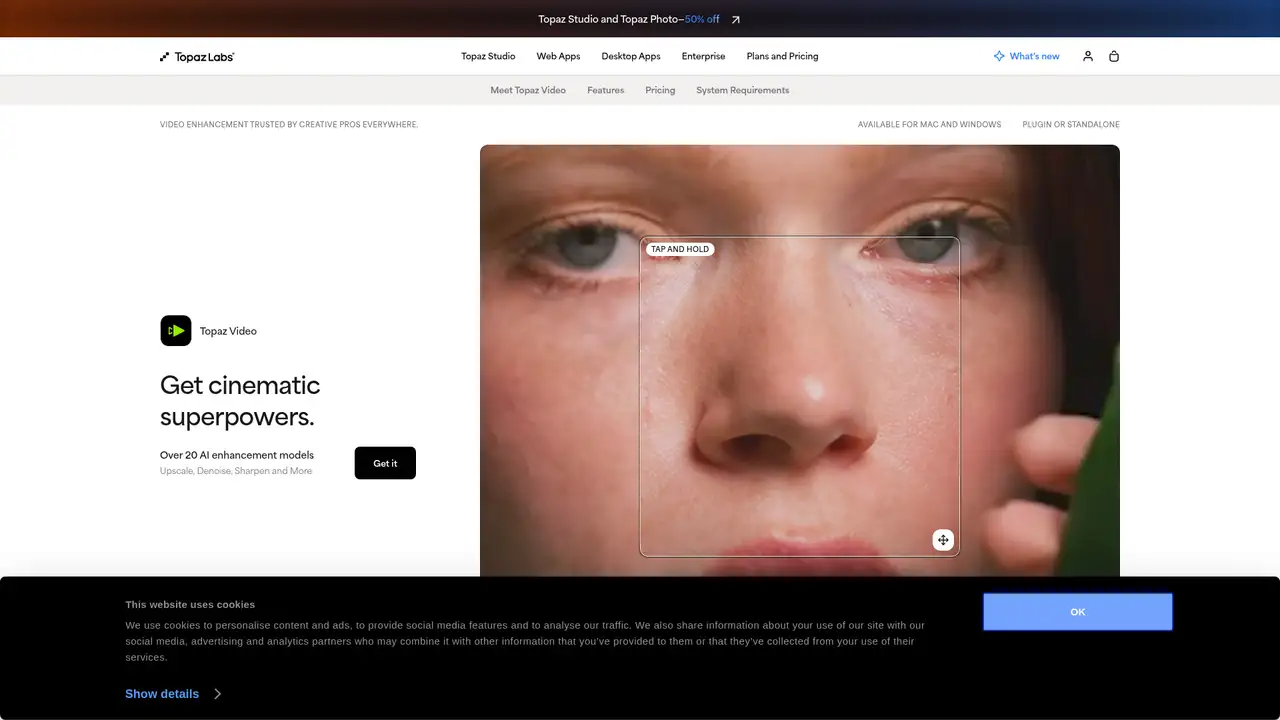 Topaz Video AI website screenshot