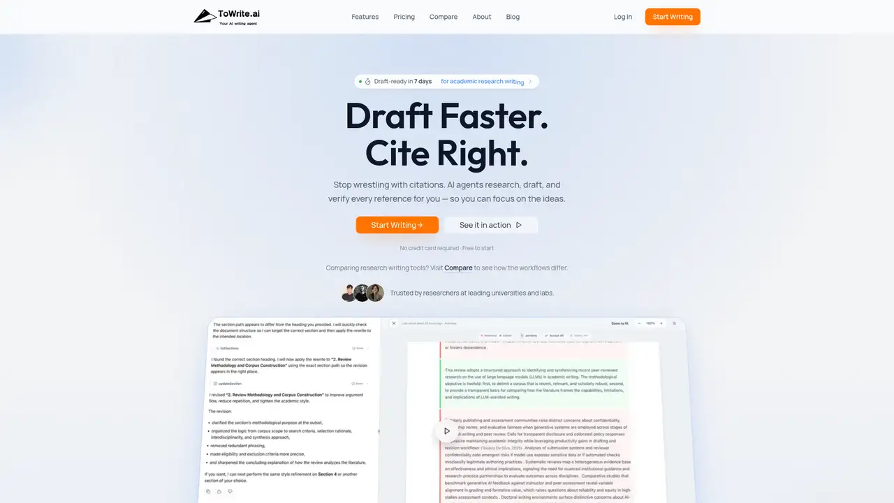 towrite.ai website screenshot