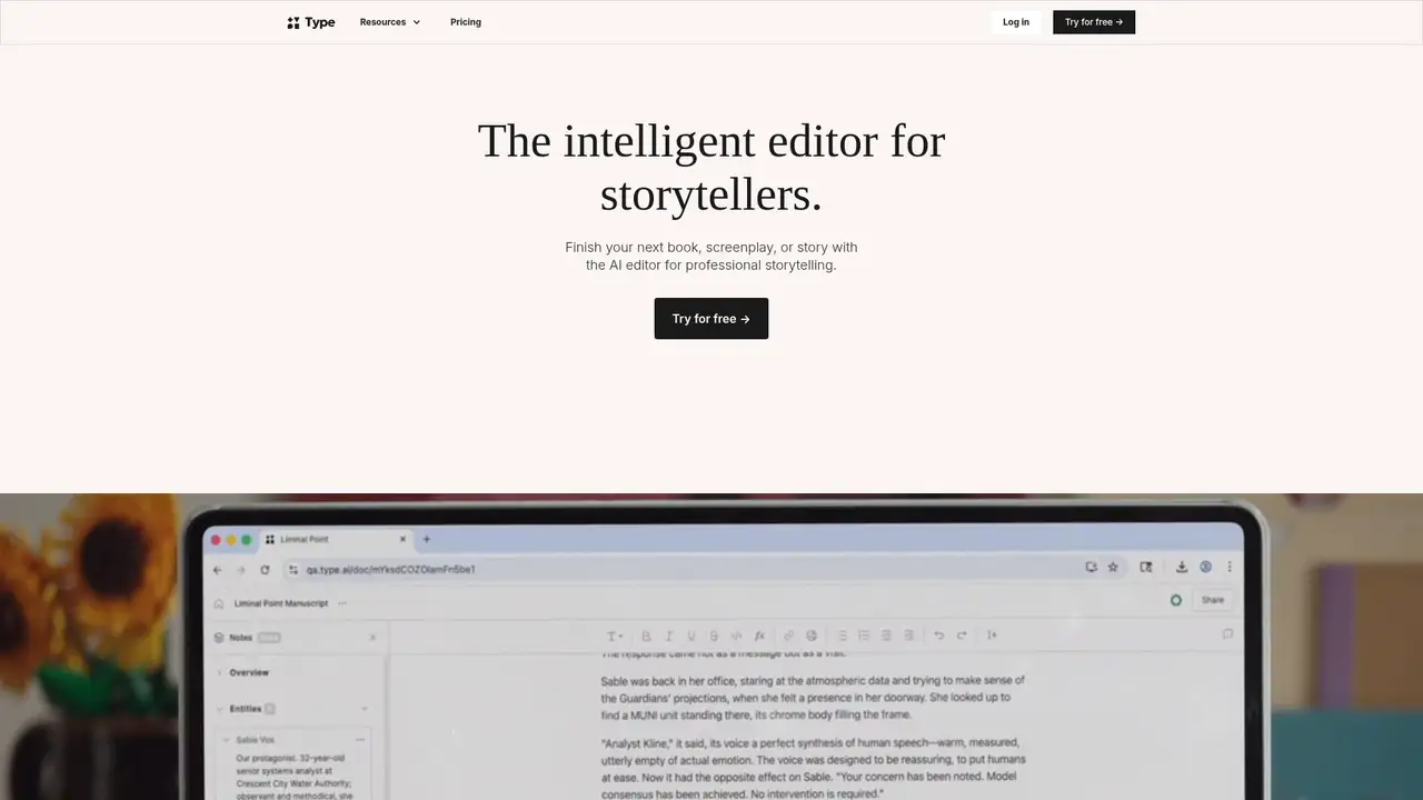 Type website screenshot
