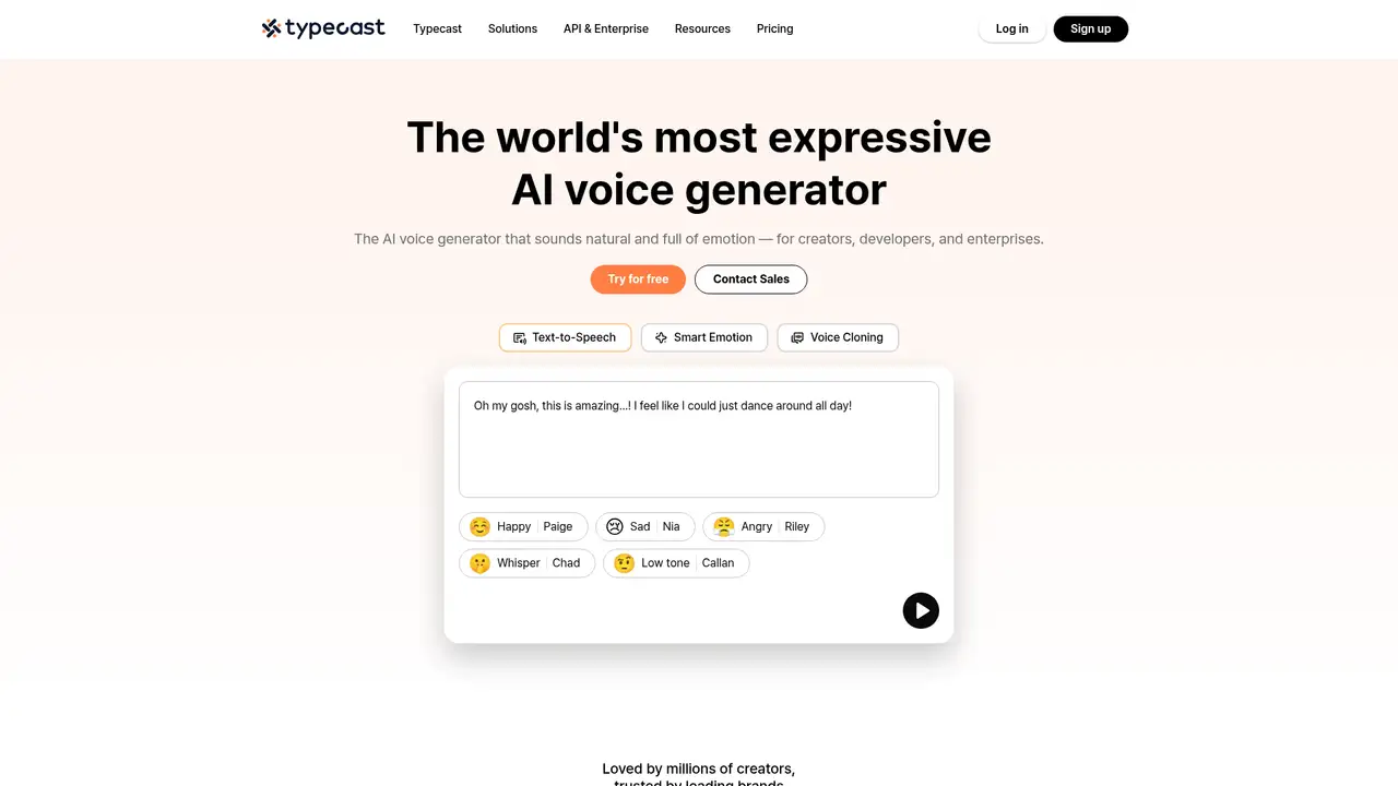 Typecast website screenshot