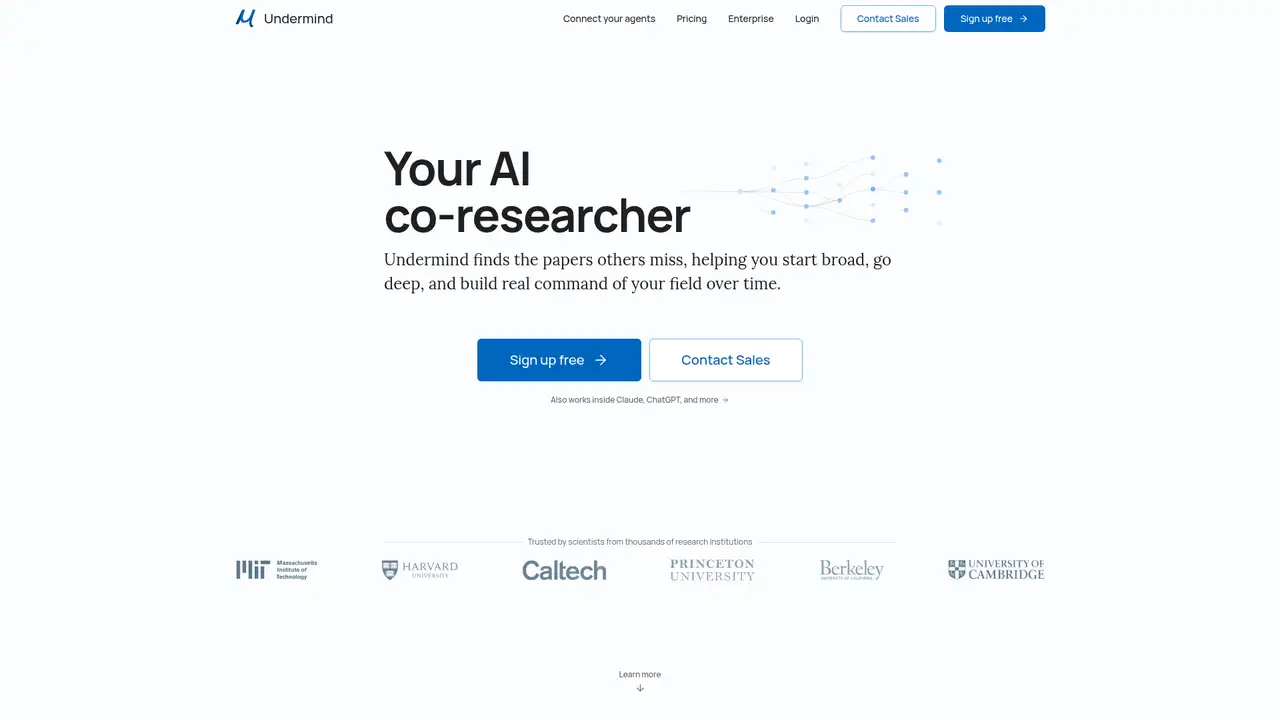 Undermind website screenshot