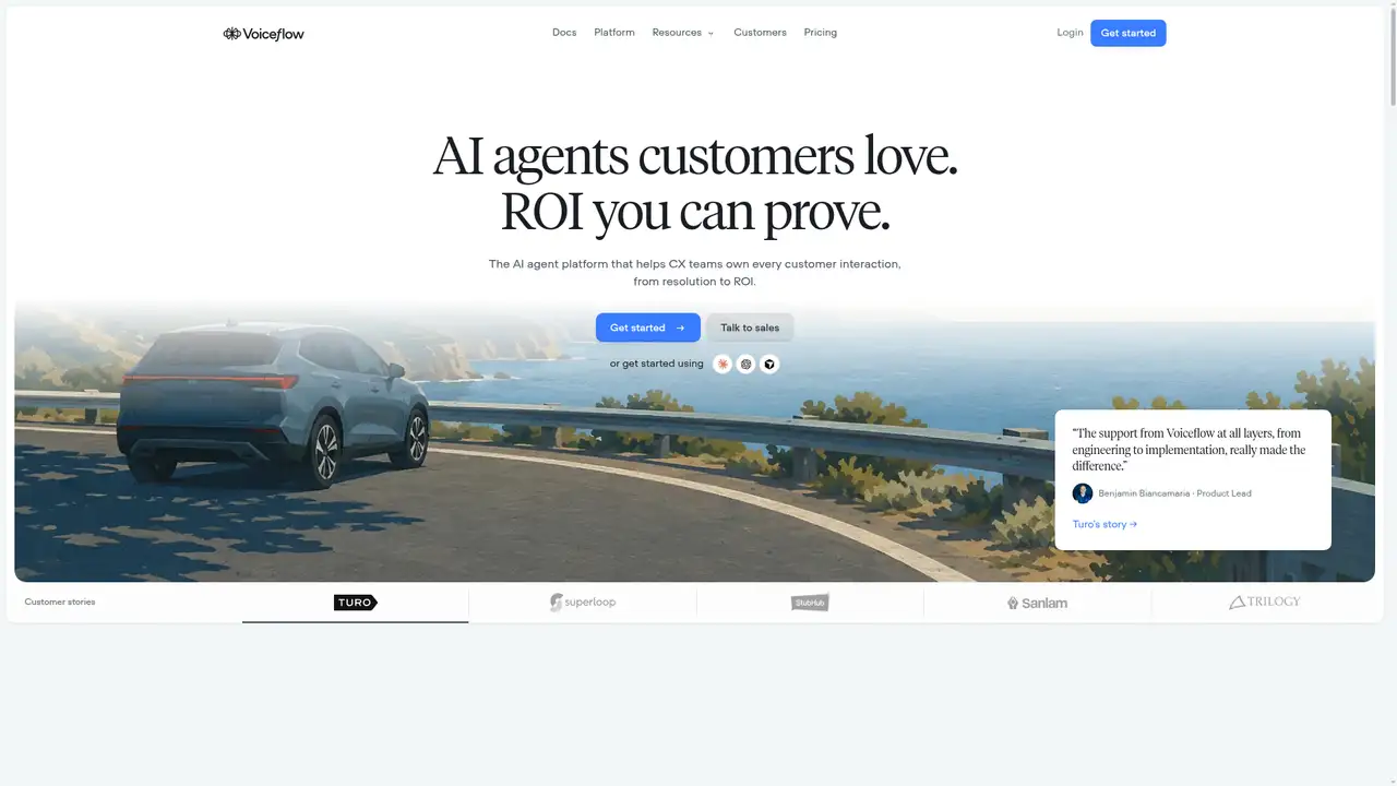 Voiceflow website screenshot