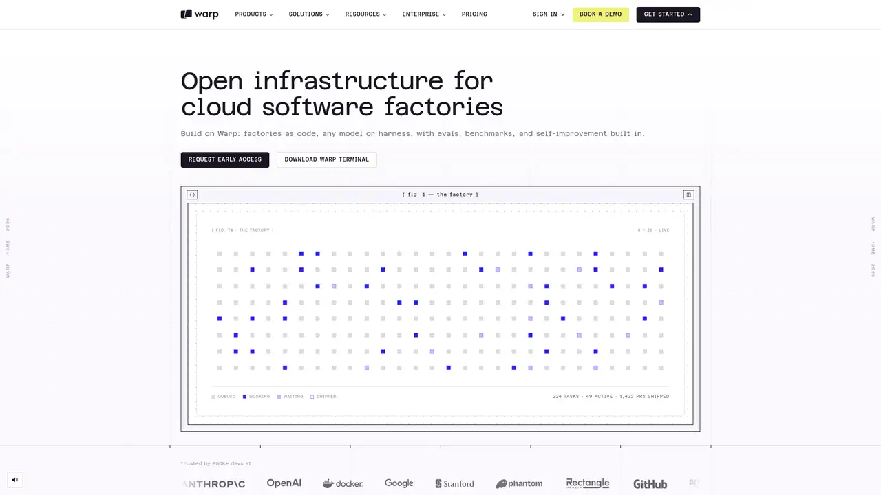 Warp website screenshot