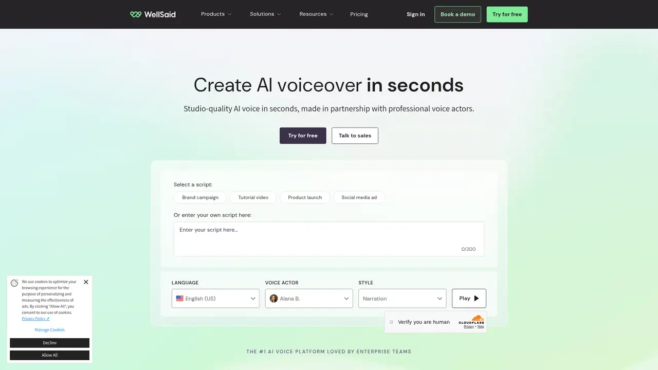 WellSaid Labs website screenshot