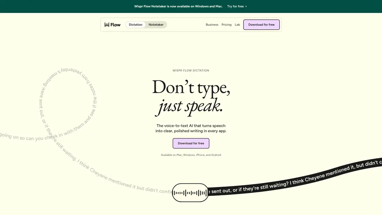 Wispr Flow website screenshot