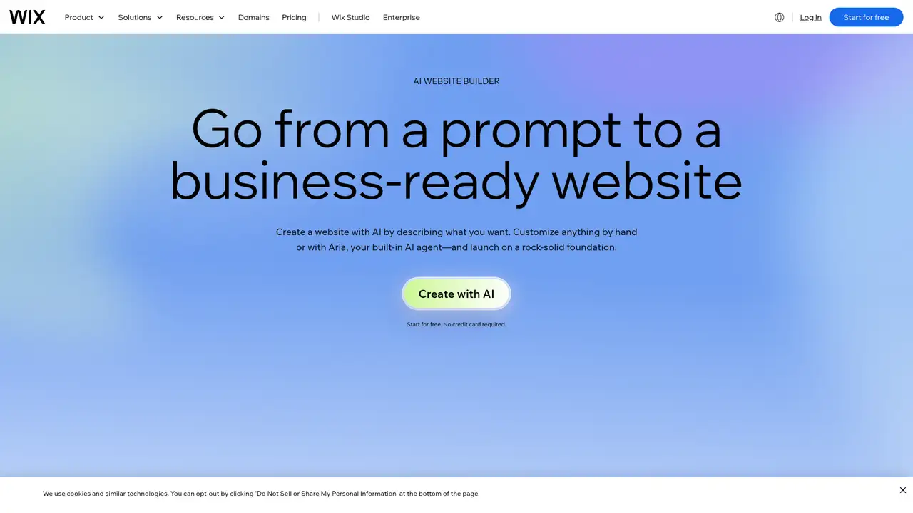 Wix AI website screenshot