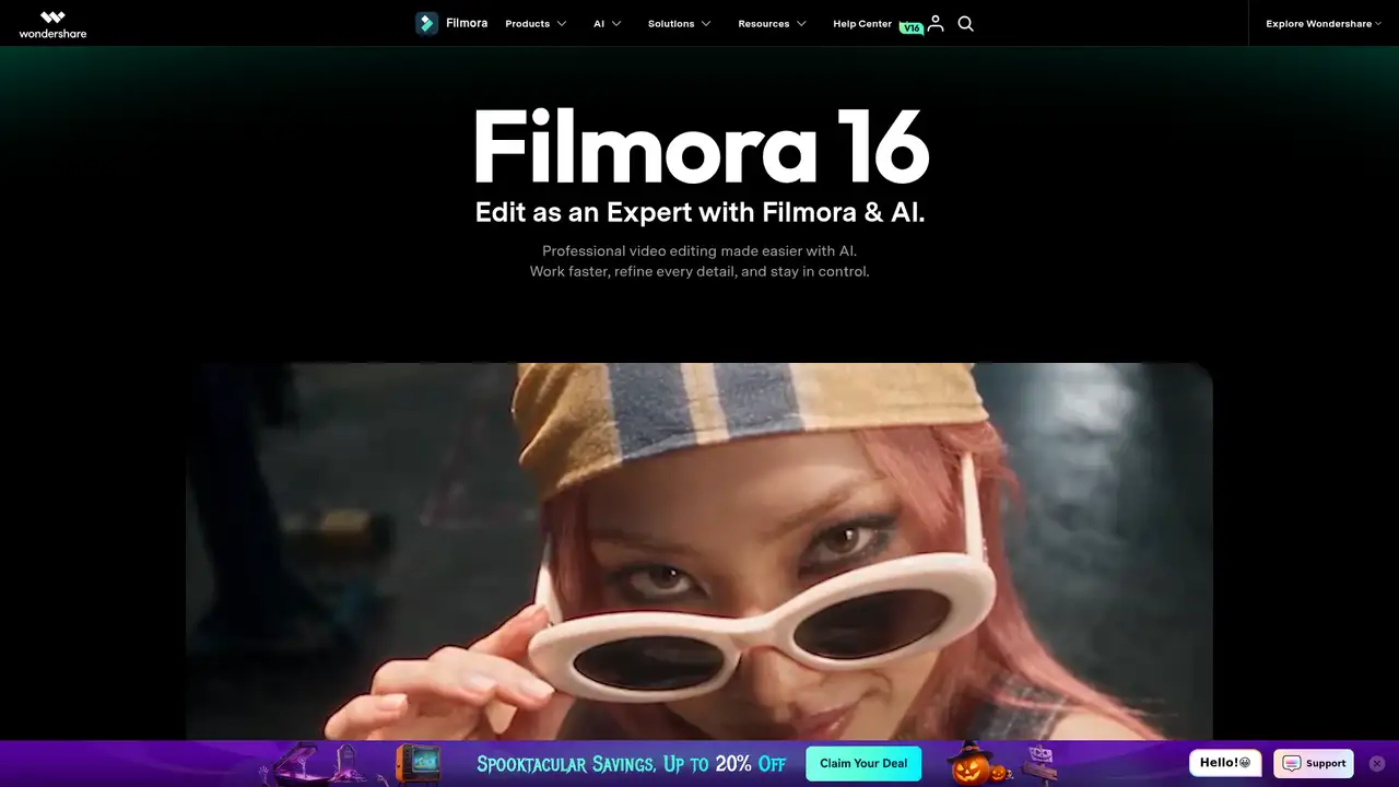 Wondershare Filmora website screenshot