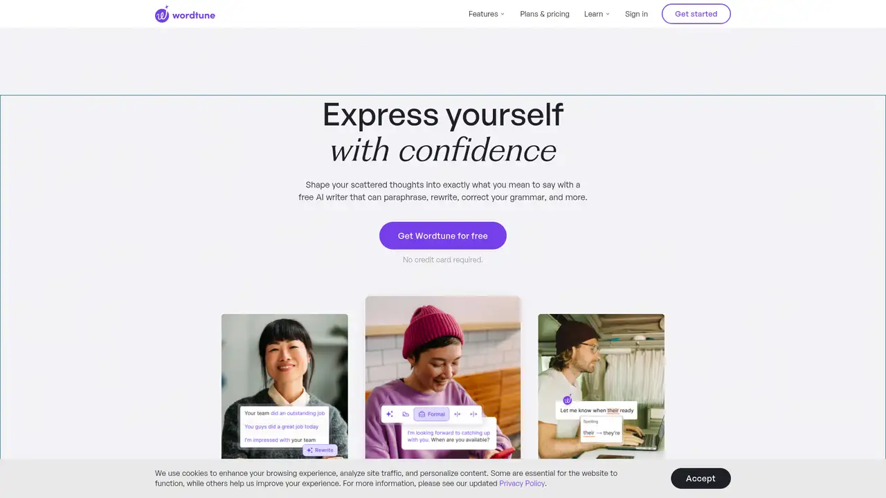 Wordtune website screenshot