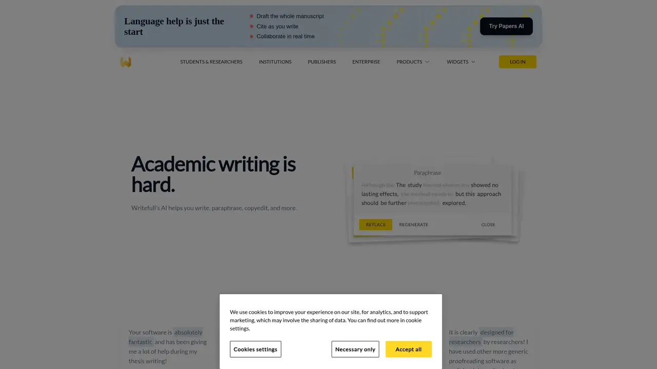 Writefull website screenshot