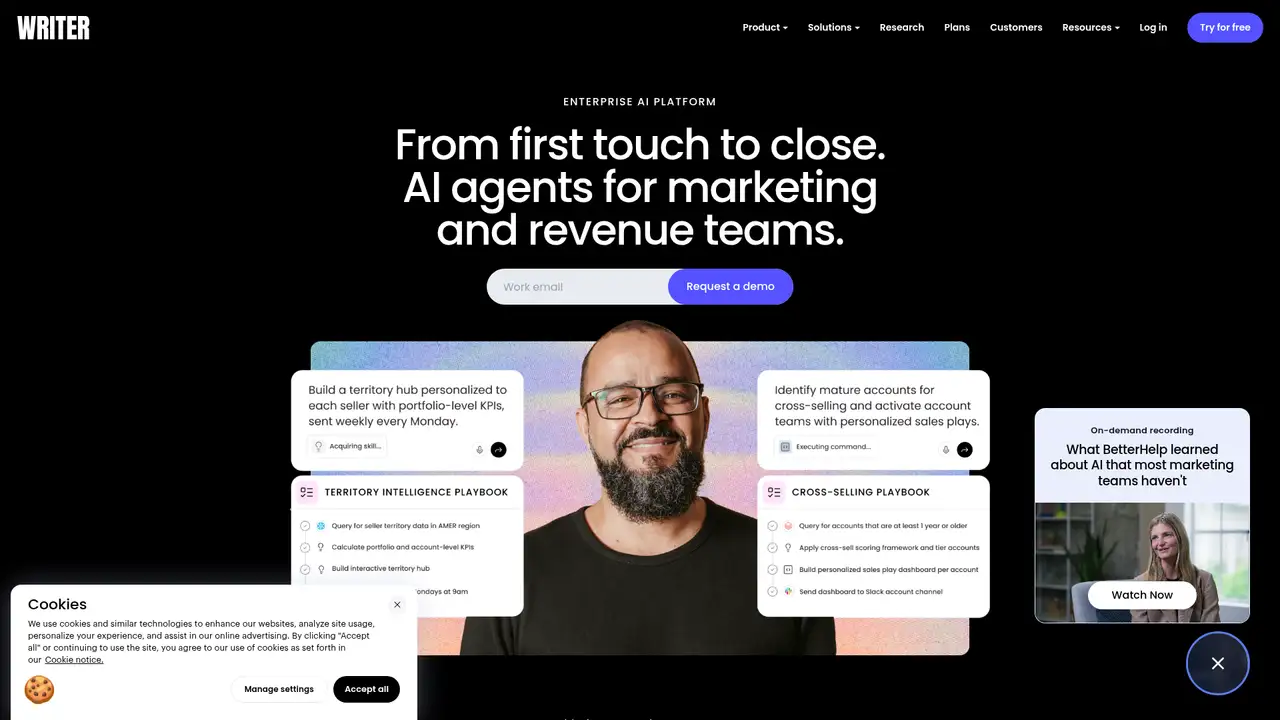 Writer website screenshot
